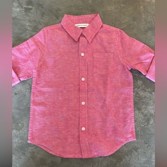 Janie and Jack pink linen cotton button down 6-12 months - Picture 1 of 3